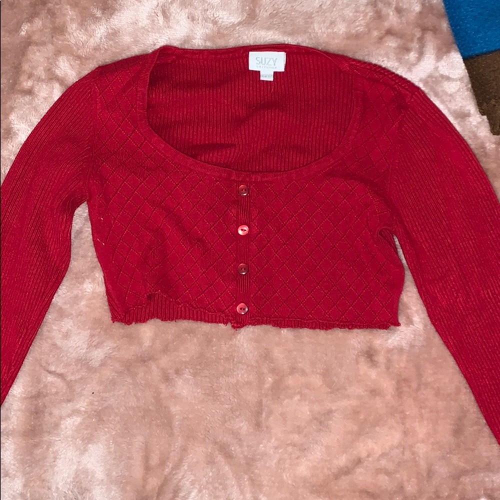 Red thrifted crop top